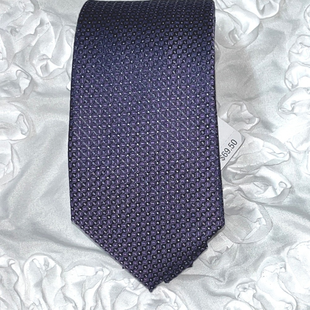 Calvin‎ Klein Mens Purpe/Blue Micro dot Tie Blend Formal Dress NWT  MSRP $69.50 - Picture 7 of 8